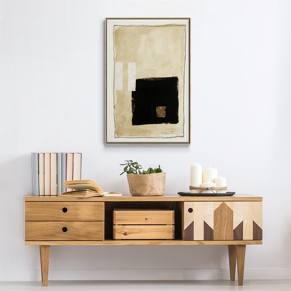 Inner Musing I Framed Premium Gallery Wrapped Canvas - Ready to Hang - 25 x 37 - Natural Wood Floating Frame