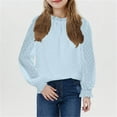 thumbnail image 5 of Girls Fall Puff Sleeve Tops Long Sleeve Chiffon Shirt Girl Fashion Ruffle Cuffs Pullover Crew Neck Blouses (Blue 7 Years), 5 of 6