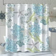 thumbnail image 2 of Beach Shower Curtain, Nautical Coastal Coral Starfish Ocean Machine Washable Waterproof Fabric for Bathroom Bathtub Decor with Hooks 72x72, 2 of 6
