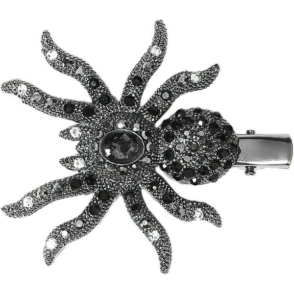 Hzzsbu Halloween Spider Hair Clips - Sparkling Rhinestone Barrette Headpiece for Women & Girls, Gothic Party Hair Accessories