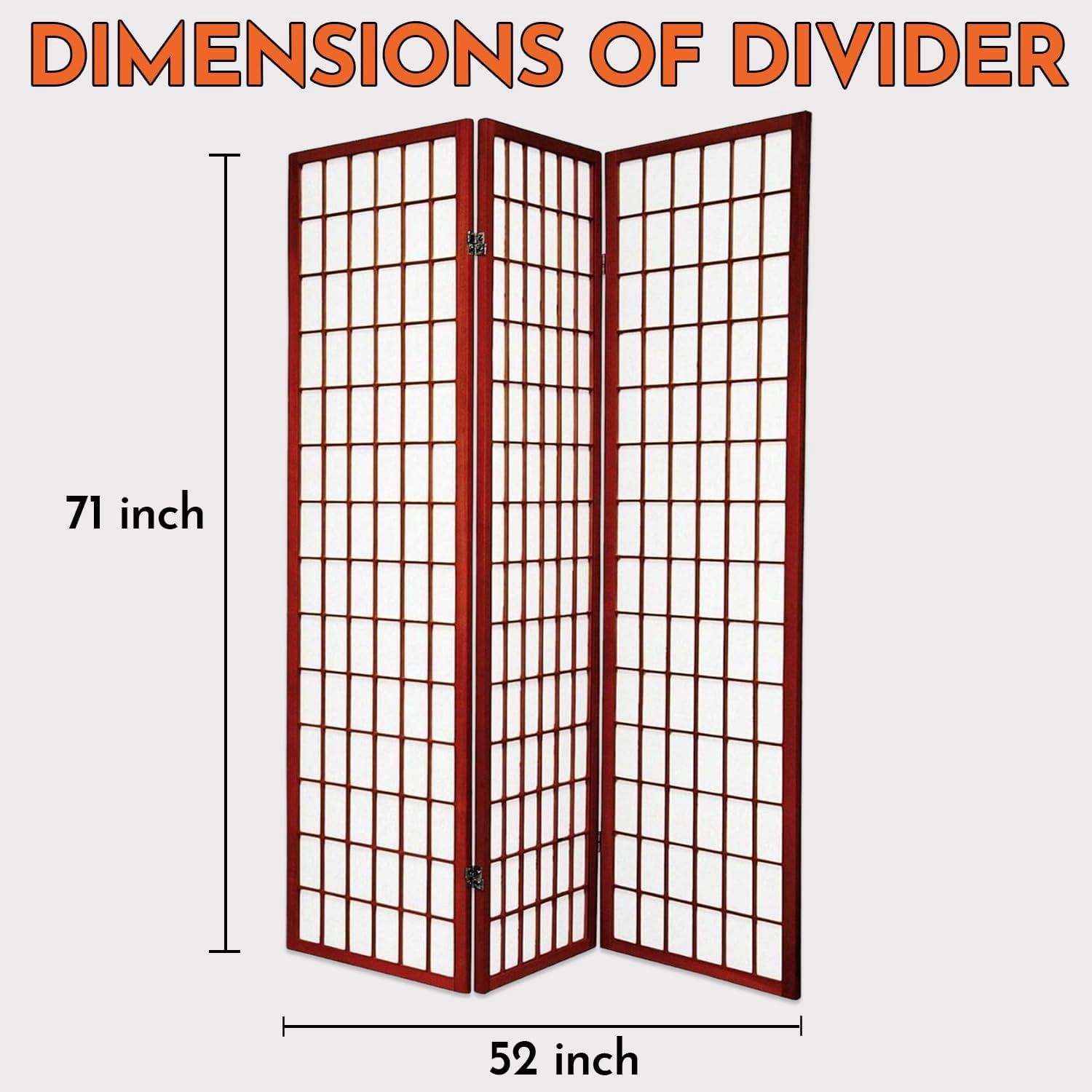Legacy Decor Japanese Oriental 3 Panel Room Divider, 71" Tall, Cherry