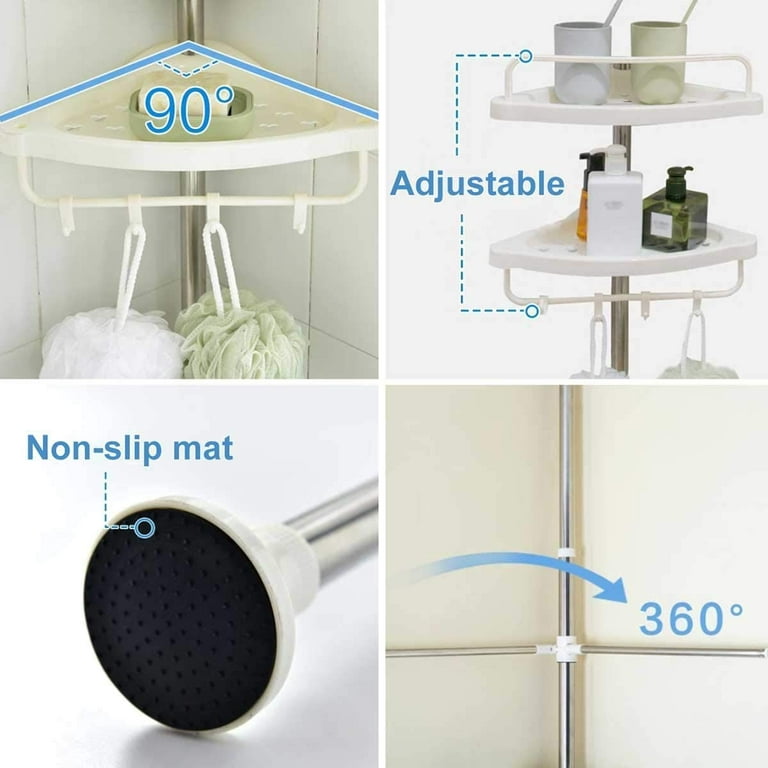 1pc Bathroom Shelf, Wall Hanging Toilet Storage Rack, Stainless Steel  Bathroom Tray, Wall Mounted Corner Shower Caddy With Hooks, Bathroom  Accessories