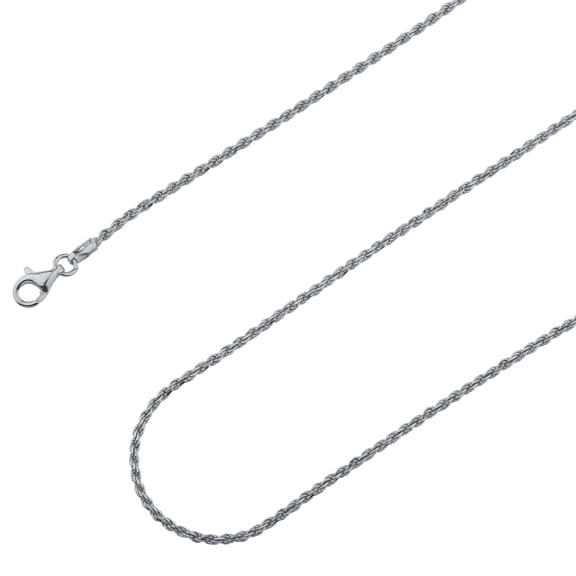 925 Sterling Silver, Solid Rope Diamond Cut Silver Chain 2mm Necklace - Hypoallergenic and Tarnish Resistant - By Oliver & Navy
