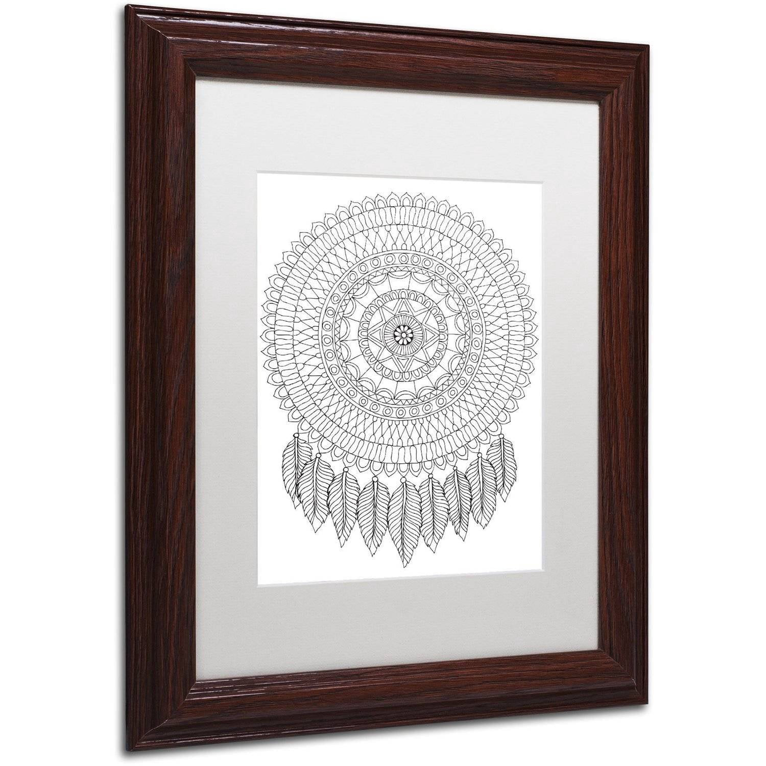 Trademark Fine Art "Mandalafeather Dreamcatcher" Canvas Art by Hello Angel, White Matte, Wood Frame