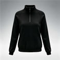 thumbnail image 3 of hlysgo Women's Quarter Zip Blouse Pullover Polar Fleece Sweatshirts Lightweight Stand Collar Warm Jacket Tops Black,2xL, 3 of 4