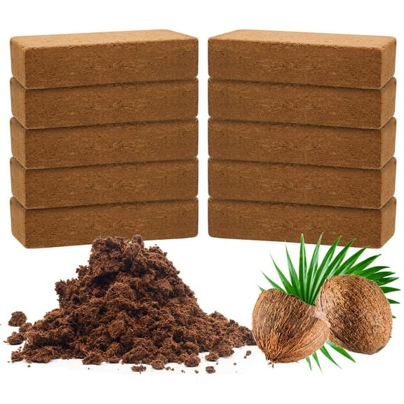 Homneer 10 pack Premium Coco Coir Bricks, Organic Coconut Fiber Substrate with Low pH & EC for Indoor & Outdoor Gardening and Potting Mix