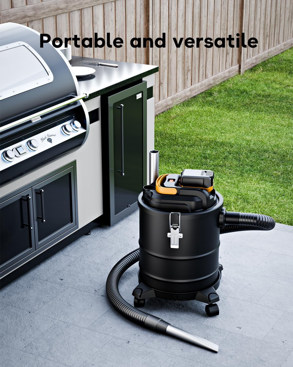 20V Cordless 4 Gallon Ash Vacuum Cleaner, for Dewalt 20V Max Battery, Portable Bbq Fireplace Vacuum (Bare Tool)