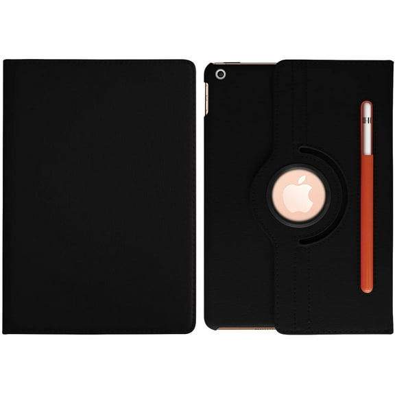 Golden Sheeps PU Leather 360 Rotating Case Compatible for iPad 9/8/7 Generation Case (2021/2020/2019) Auto Sleep/Wake Folding Stand Smart Cover with a Viewing Stand (Black)