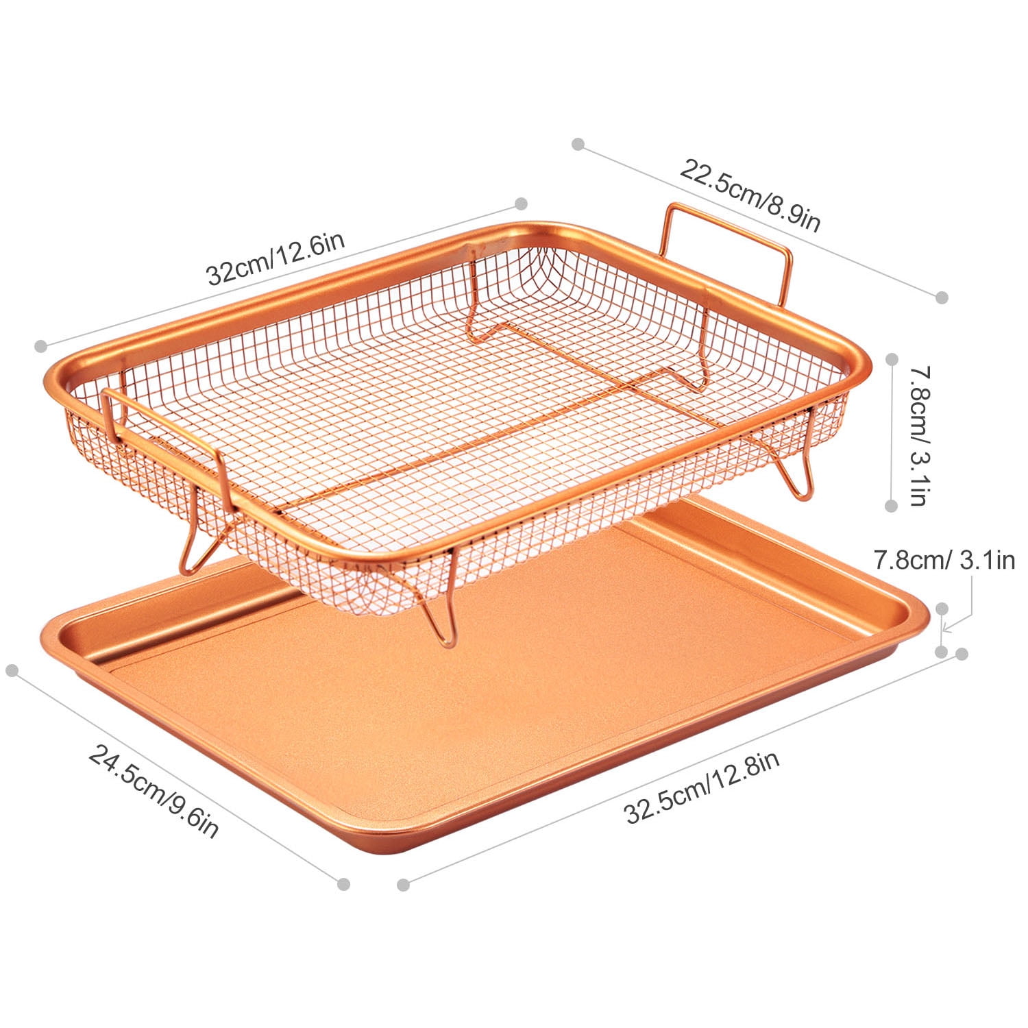 12.8in Oven Fryer Tray Basket TeqHome Oil-Free Cookie Sheet Tray Grill for Baking Cooking Premium Iron Material