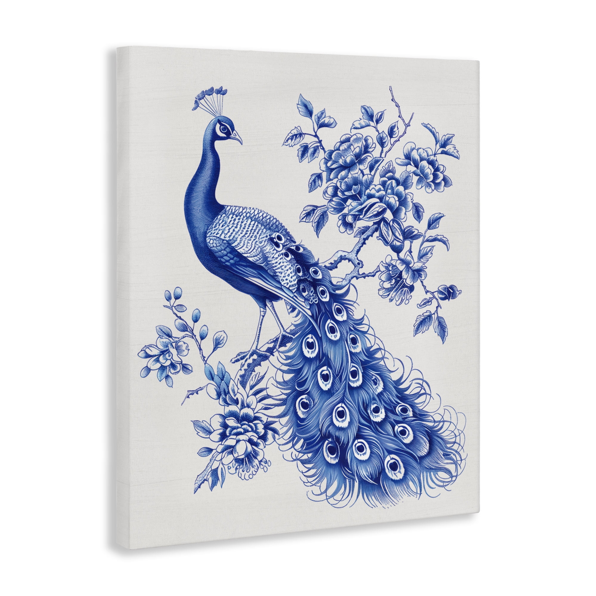 Vintage Peacock in Toile Style Canvas Wall Art, design by Lettered and Lined