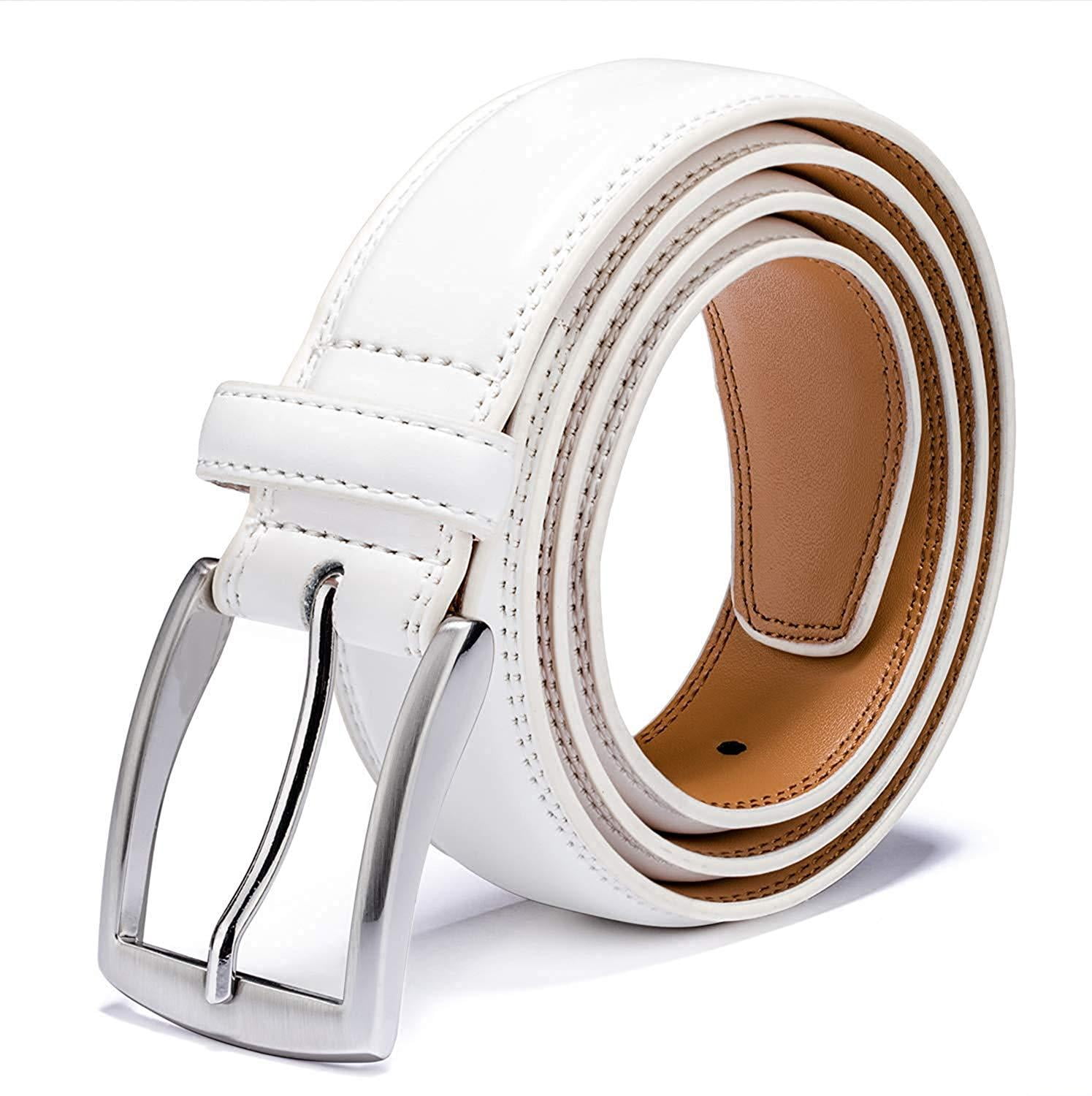 Men's Belt, Genuine Leather Dress Belts for Men with Single Prong ...