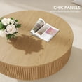 thumbnail image 5 of Gelloan 35" Round Fluted Coffee Table, Modern Wood Circle Coffee Table, Veneer Handcrafted Relief Tea Table for Living Room,Natural, 5 of 8