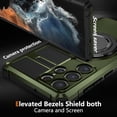 thumbnail image 5 of Phone Case for Samsung S22 Ultra Case with Ring Magnetic Fits Wireless Charger, 2 in 1 Soft TPU and Hard PC Cover Samsung Galaxy S22 Ultra Case Shockproof Rugged Black (Green), 5 of 17