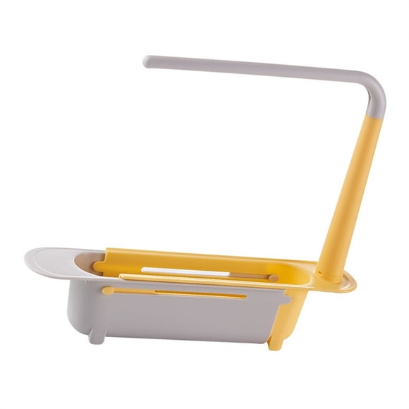 Cateissary Fregadero de cocina de PP, desagüe lavable telescópico portátil para interior, hogar, restaurante, cepillo de limpieza, soporte de Almacenamiento y organización del hogar Amarillo