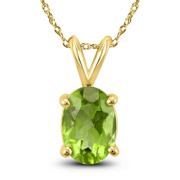 SZUL Women's 14K Yellow Gold 8x6MM Oval Peridot Pendant