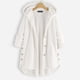 thumbnail image 2 of Abrigo de invierno para mujer, chaqueta de polar de peluche larga y cálida de gran tamaño, suéter elegante e informal de polar Sherpa con botones y capucha, chaqueta de transición térmica, 2 of 3