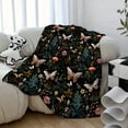 thumbnail image 4 of Vintage Green Floral & Butterfly Flannel Throw Blanket - Soft, Warm, and Cozy for Couch, Bed, Car, Office, Camping - Perfect Thanksgiving Gift for Friends and Family, 4 of 6