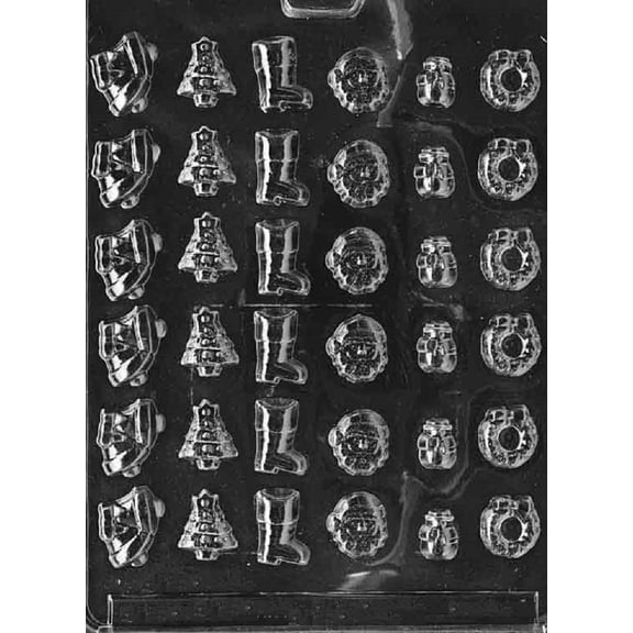 Grandmama's Goodies C081 Christmas Decor Santa Tree Boot Wreath Chocolate Candy Soap Mold with Exclusive Molding Instructions