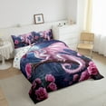 thumbnail image 3 of Jungle Animals 3 Pcs Comforter/Duvet Set,Romantice Pink Flowers Ultra Soft Bed Collection,Dragon Bedding for Room Decor 3 Pcs,Microfiber Breathable,King, 3 of 6