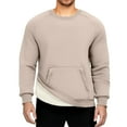 thumbnail image 4 of Fshiont Men's Sherpa Lined Sweatshirts Warm Soft Crewneck Sweatshirts Heavyweight Winter Pullover Kangaroo with Pouch Pocket Khaki M, 4 of 4