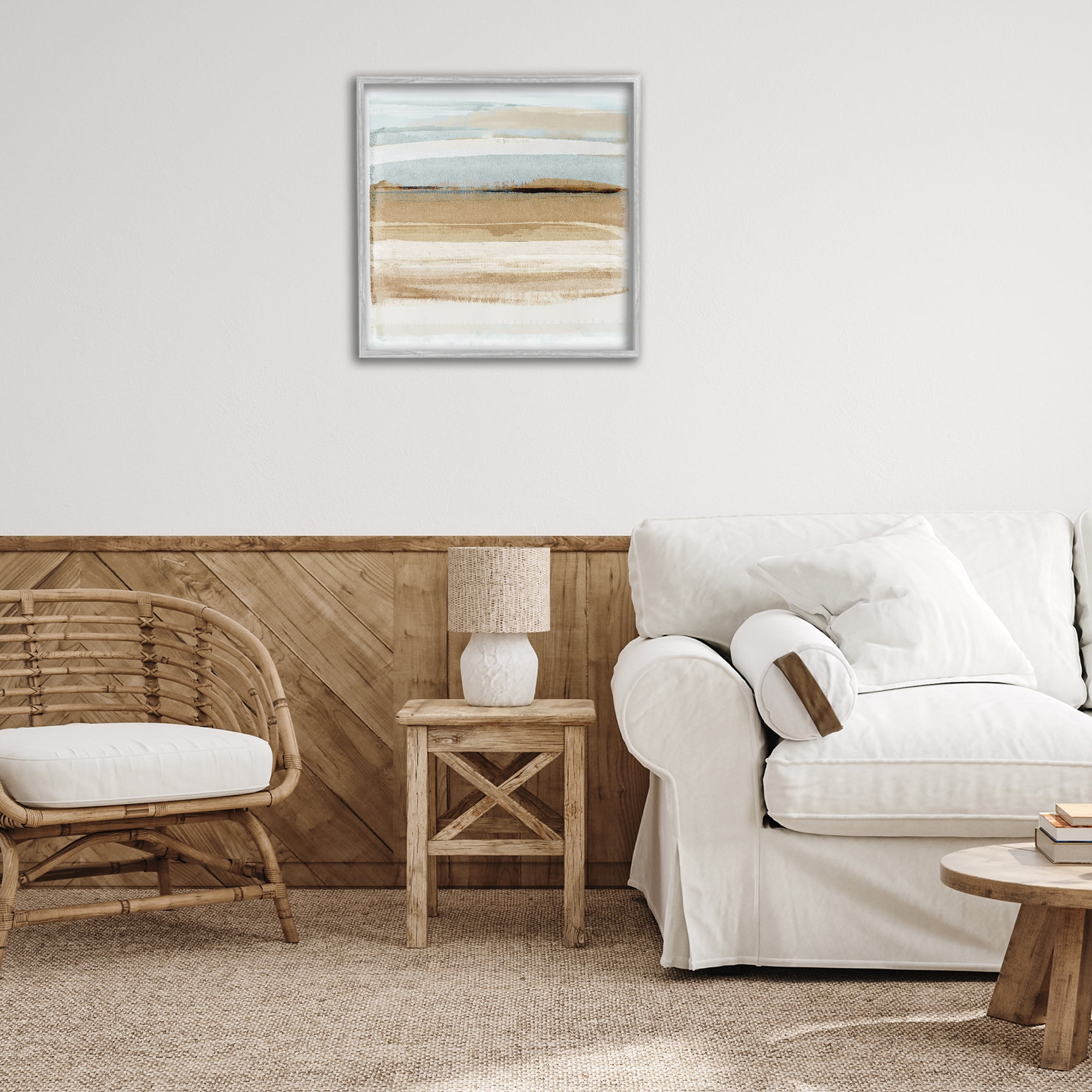 Stupell Industries Winter Sands Abstraction Abstract Painting Gray Framed Art Print Wall Art, 24 x 24