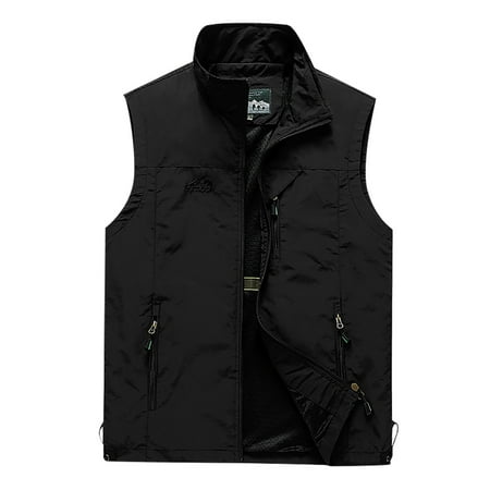 Difdany Men s Fishing Vest Utility Vest Travel Golf Vest Work Vest Black XL