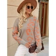 thumbnail image 3 of Women Long Sleeve Sweater Fall Casual Crew Neck Knit Tops Leopard Print Cute Loose Pullover Jumper  M, 3 of 8
