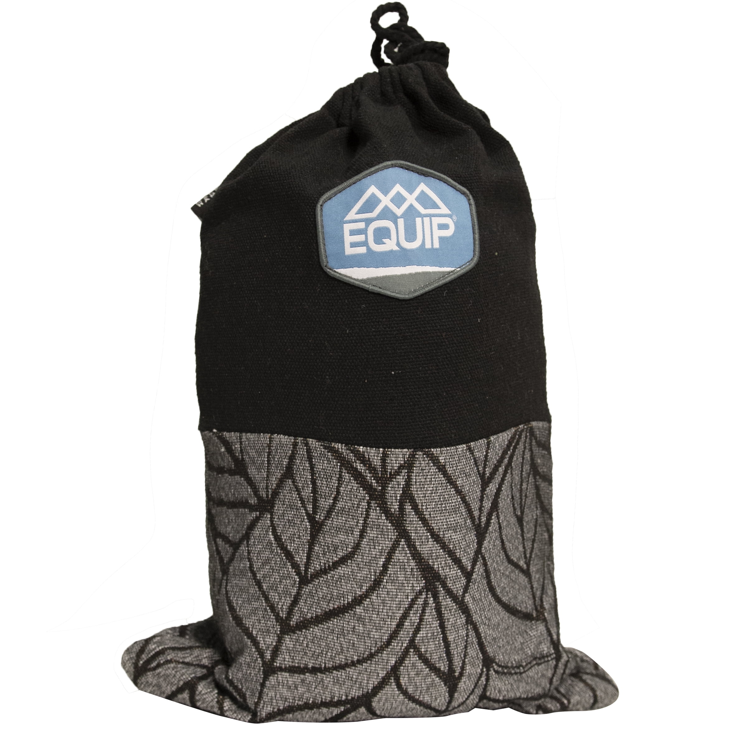 Equip Jacquard Macramé Hammock - Black and Gray Leaf Print, Size 81" L x 59" W