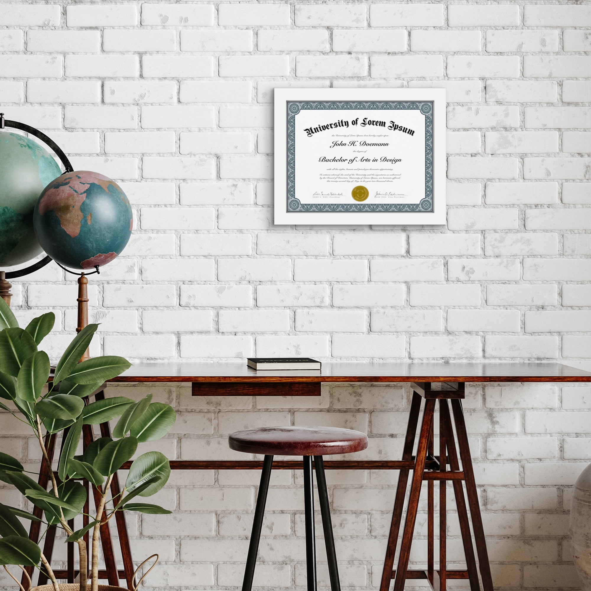 Americanflat 8.5x11 Diploma Frame with Shatter-Resistant Glass Document Frames Legacy Collection Wall - White