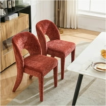 JERFIT Rose Chenille Dining Chairs Set of 2, Modern Upholstered Side Chairs with Hollow Backrest for Kitchen Dining Room