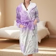 thumbnail image 2 of MEICHEN Plush Robes for Women Women's Fleece Plush Robe Long Warm Plush Bathrobe Loungewear Jacket Printed Comfort Robe Womens Robes, 2 of 5