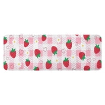 Strawberry Plants Fruit Heart Daisy Checkered Kitchen Rug Mat,Kitchen Runner Rugs Non Skid Washable,Decorative Kitchen Floor Mats for Kitchen,Sink,Laundry,17"x47.2"