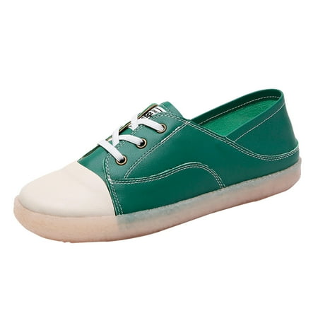 OJSFQUFP Womens Shoes Women Flat Loafers White Pu Leather Ladies Shoes Fashion and Causal Shoes Work Flats Office Shoes Womens Shoes Green 40