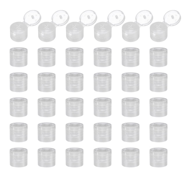 36pcs 18/410 Flips Top Caps for Bottles Replacement Plastic Reusable Non-Spill Bottle Lid , Clear