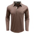 thumbnail image 2 of LTTVQM Mens Long Sleeve Polo Shirts Casual Button Summer Spring Fashion Cotton Tees Stylish Tops Golf Shirts with Pocket Coffee L, 2 of 4
