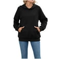 thumbnail image 1 of LMKIHUSA Chandail à Capuchon Sherpa pour Femmes, Chandail Décontracté d'Automne et d'Hiver, Chandails Raglan à Manches Longues, Col Ras du Cou, Hauts Unis, Poches d'Entraînement, Chandails à Capuchon Noir, TG, 1 of 7