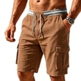thumbnail image 2 of Utoimkio Men's Striped Elastic Waist Drawstring Cargo Shorts,Multi Side Flap Pocket Lightweight Casual Knee Length Outdoor Work Shorts, 2 of 5