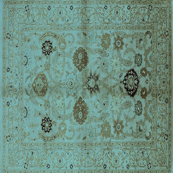 Ahgly Company Indoor Square Oriental Light Blue Traditional Area Rugs, 8' Square