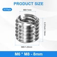 thumbnail image 3 of Uxcell 10-Pcs Adaptadores de Rosca Tuerca Reductora M8x1.25 Macho a M6x1 Hembra 8mm, 3 of 7