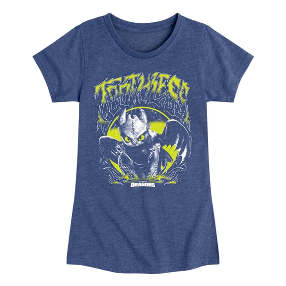How to Train Your Dragon - Toothless Metal - Youth Girls Fitted Short Sleeve T-Shirt