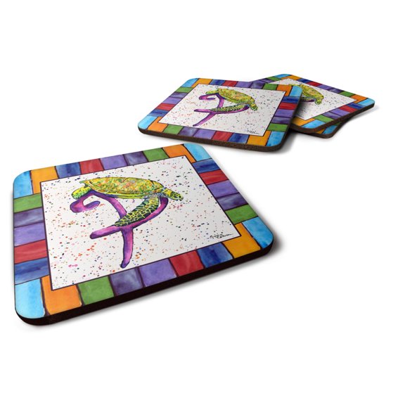 Carolines Treasures 8439-PFC Beach and Seafood Foam Coaster Set of 4 3 1/2 x 3 1/2 multicolor