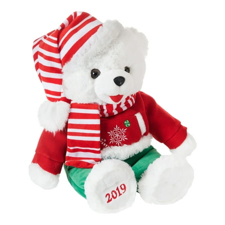 Holiday Time 2019 Snowflake Teddy Bear, Red and