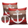 thumbnail image 2 of Outdoor Throw Pillow Cover Marine Nautical Anchor with Compass Waterproof Cushion Covers 2 Pack Red Brown Retro Wood Board Pillow Cases Home Decoration for Patio Garden Couch Sofa, 2 of 7