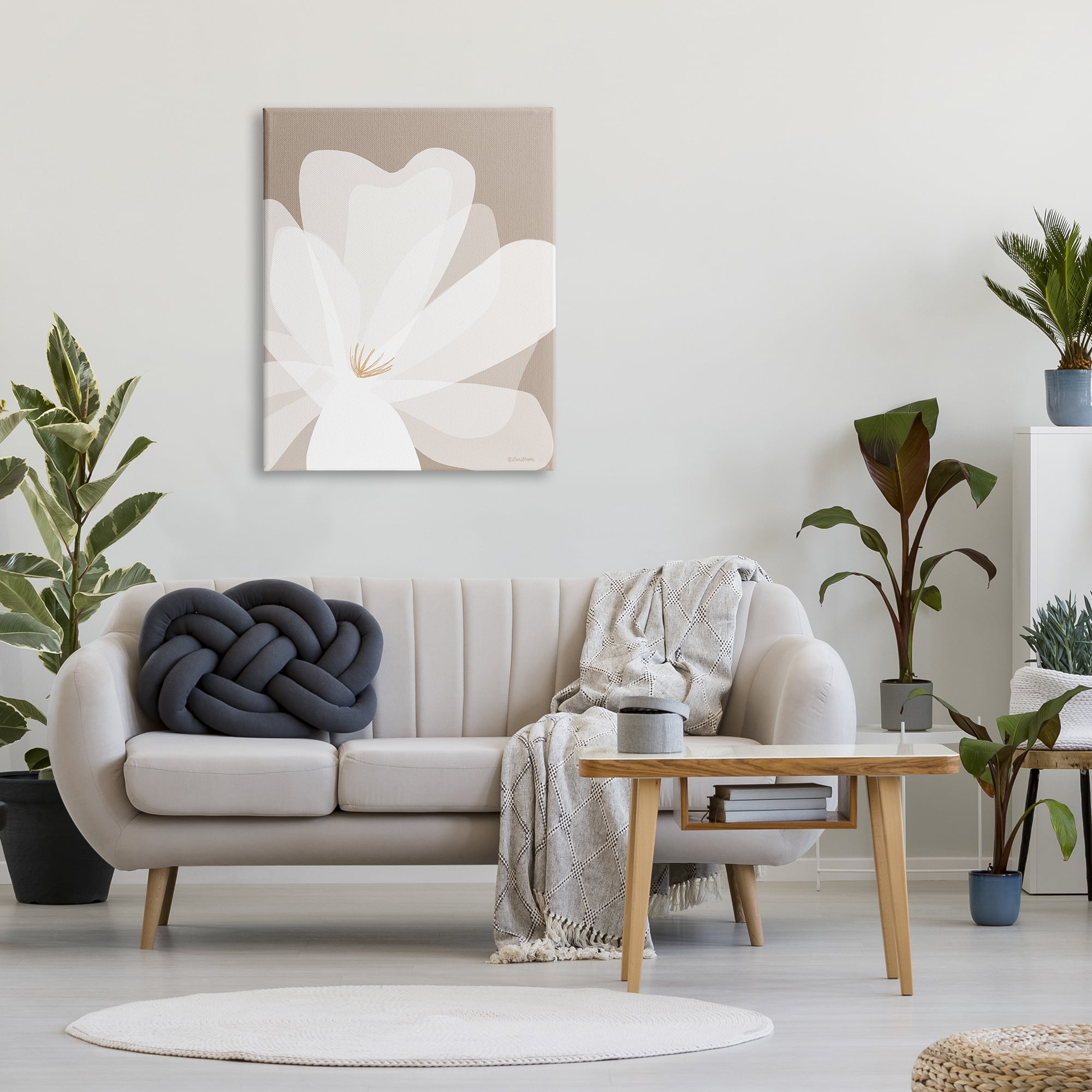 Stupell Industries Beige Modern Lily Botanical & Floral Painting Gallery Wrapped Canvas Art Print Wall Art, 30 x 40
