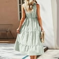 thumbnail image 5 of Dress For Womens Summer Sleeveless Collar Striped V Neck Flowy Casual Midi Dress, 5 of 8