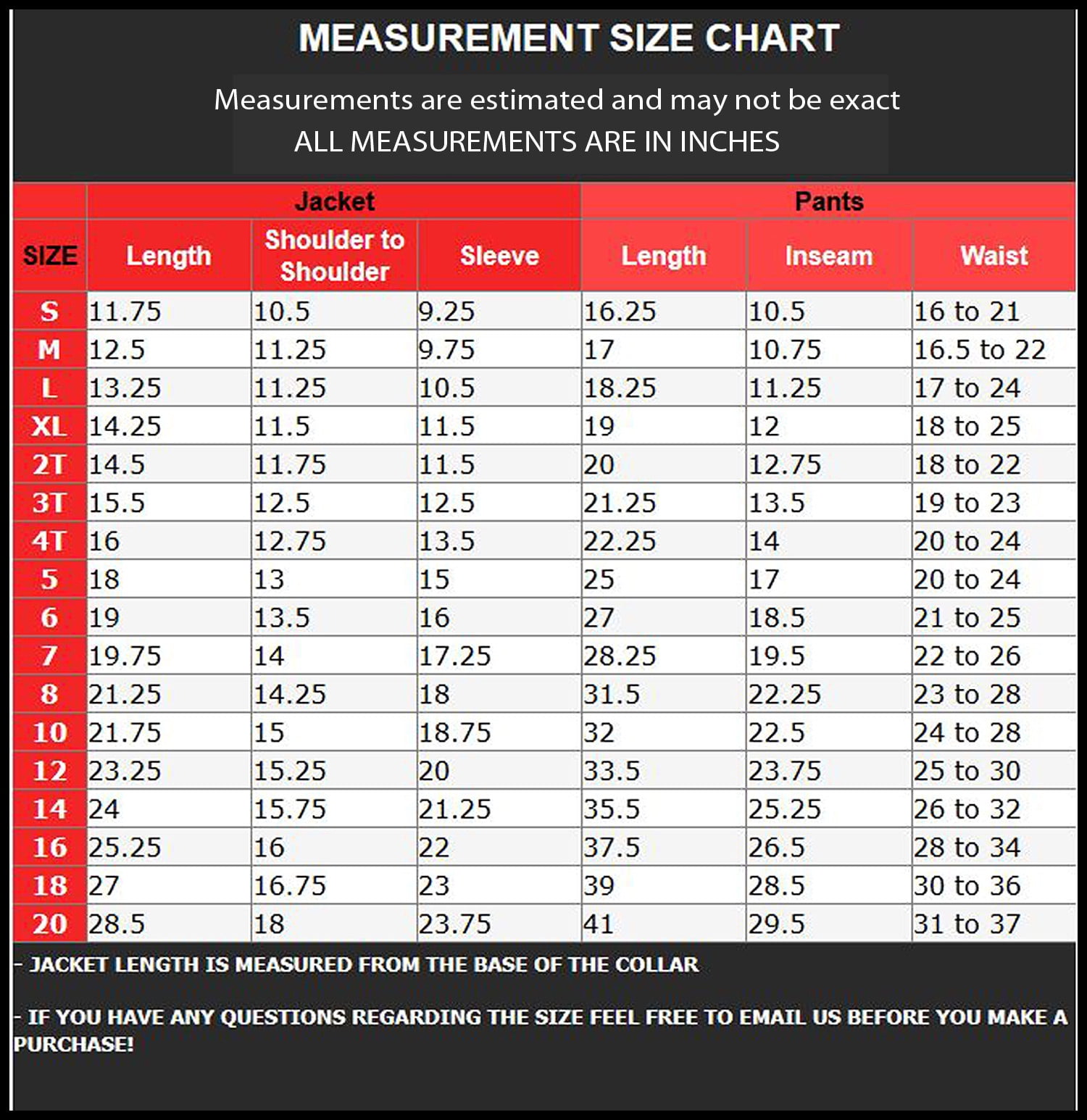 Bianco Jeans Size Chart