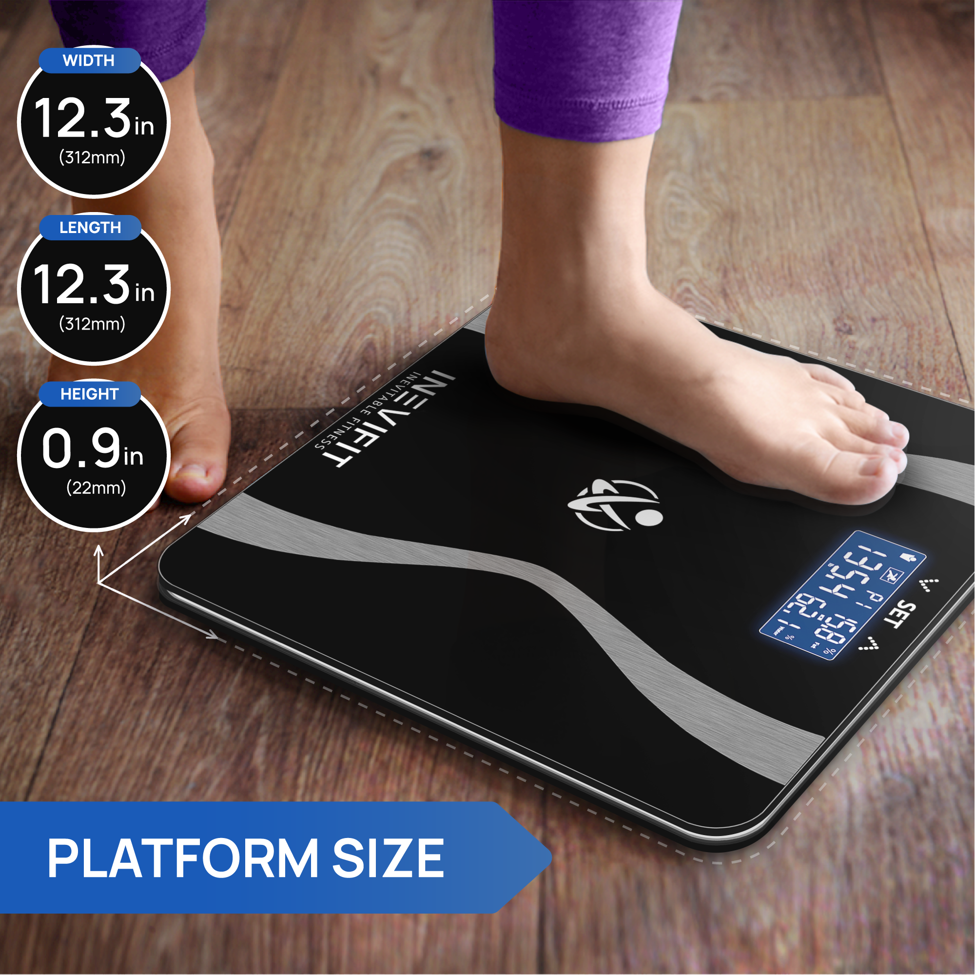 INEVIFIT Body Fat Scale with Digital Body Composition Analyzer and Body Weight - Black