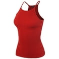 thumbnail image 2 of A2Y Women's Sexy Ribbed High Square Halter Neck Racerback Cami Top Poppy S, 2 of 3