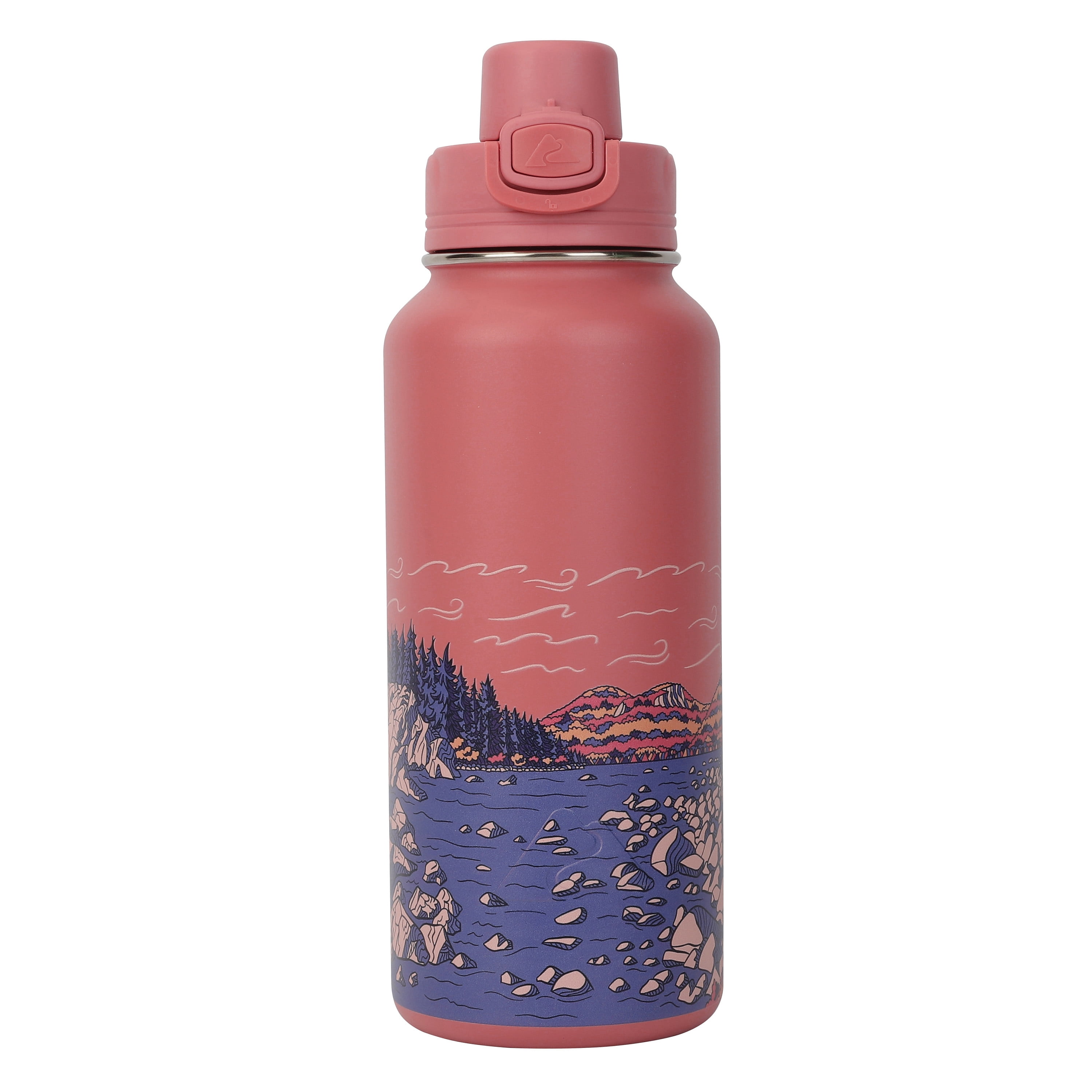 Ozark Trail 32 oz Stainless Steel Pop-Lid Insulated Water Bottle, Granite Coast