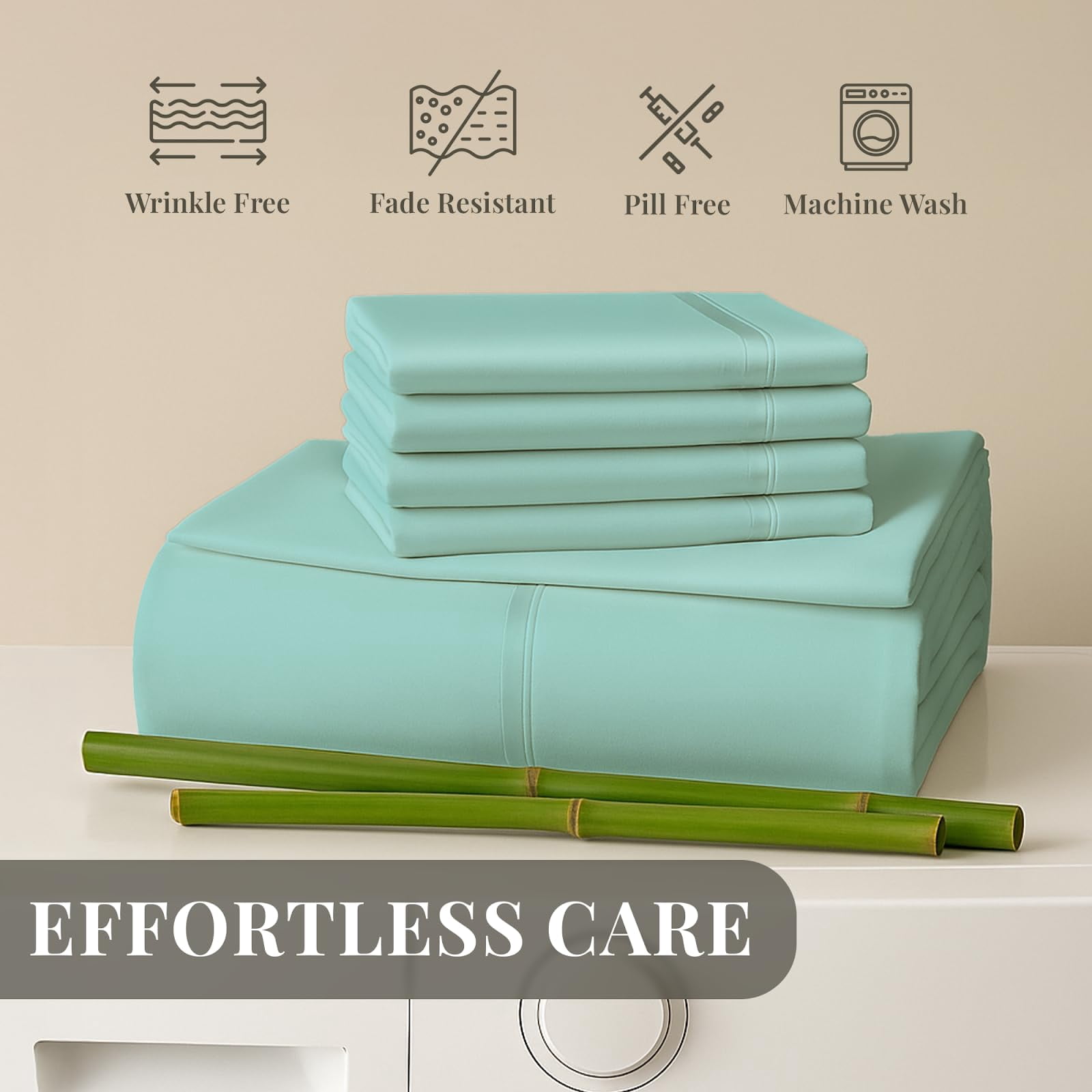 Sacred Thread Rayon Derived from Bamboo Sheets Twin XL Size, 18'' Deep Pocket Cooling Sheets for Hot Sleepers, 4 PC Cooling Sheets (Twin XL Size) (Aqua)